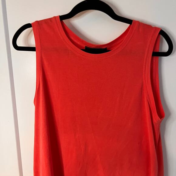 BCBGMAXAZRIA Bright Coral Sleeveless Round Neckline Top Medium - Picture 4 of 7